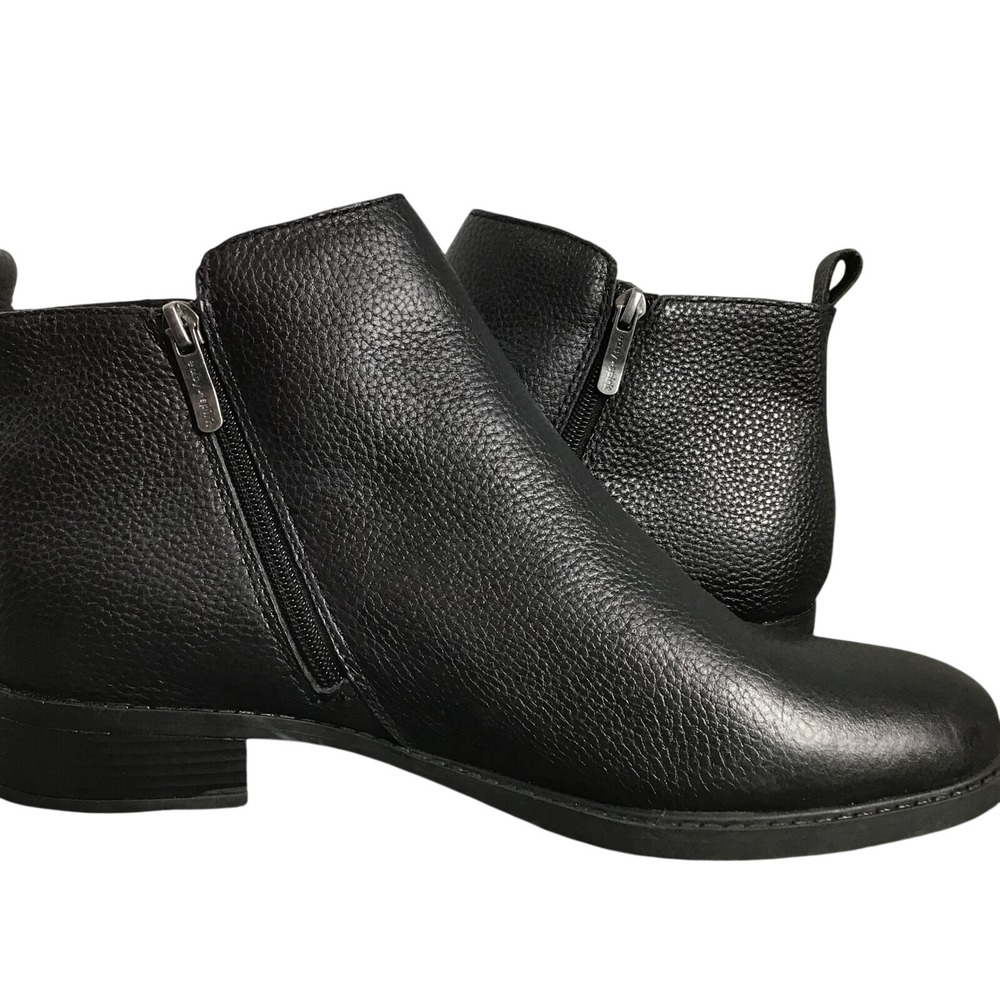 Black Leather Side Zip Ankle Boots Women's Size 12M minimalist witchy gothic - Picture 10 of 10